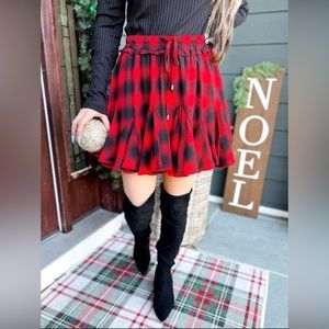Entro black and red plaid knee length skirt size xL